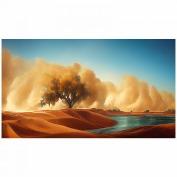 Tapet autoadeziv Premium, textura canvas, Desert si apa, 130 x 75 cm