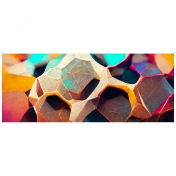 Tapet autoadeziv Premium, textura canvas, Hexagon multicolor, 130 x 52 cm ieftin