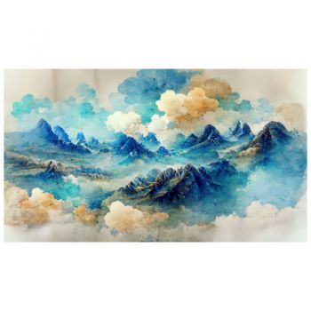 Tapet autoadeziv Premium, textura canvas, Pictura albastruie, 130 x 75 cm