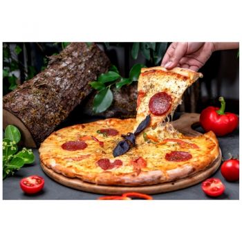Tapet autoadeziv Premium, textura canvas, Pizza delicioasa, 130 x 87 cm ieftin