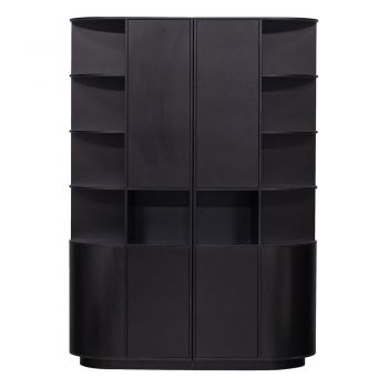 Bibliotecă modulară neagră din lemn masiv de pin 156x210 cm Finca – WOOOD