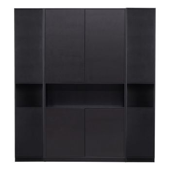 Bibliotecă modulară neagră din lemn masiv de pin 190x210 cm Finca – WOOOD