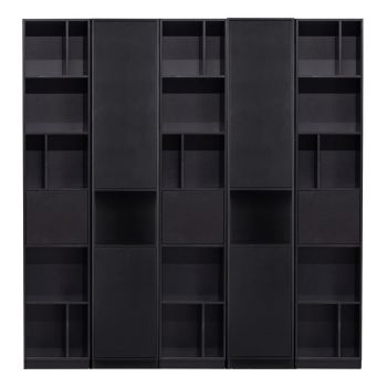 Bibliotecă modulară neagră din lemn masiv de pin 200x210 cm Finca – WOOOD
