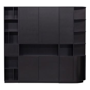 Bibliotecă modulară neagră din lemn masiv de pin 228x210 cm Finca – WOOOD