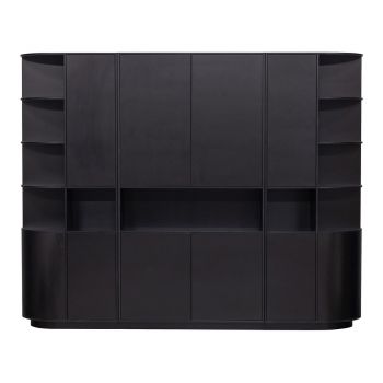 Bibliotecă modulară neagră din lemn masiv de pin 266x210 cm Finca – WOOOD