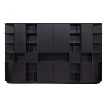 Bibliotecă modulară neagră din lemn masiv de pin 346x210 cm Finca – WOOOD