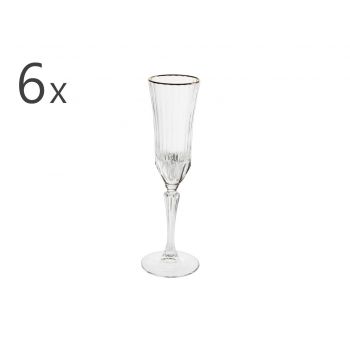 Set 6 pahare pentru sampanie Oh My Gold, Brandani, 180 ml, sticla cristal