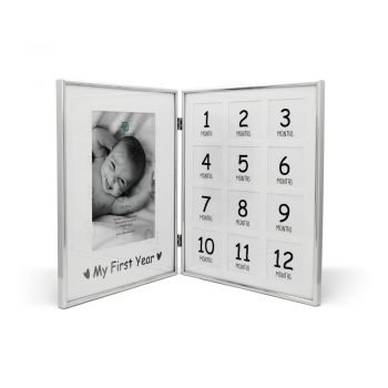 Ramă foto argintie de sine stătătoare 21x26 cm My First Year – Zilverstad ieftina