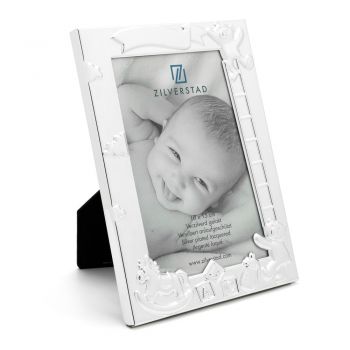 Ramă foto argintie de sine stătătoare din metal 27x11 cm Baby – Zilverstad ieftina