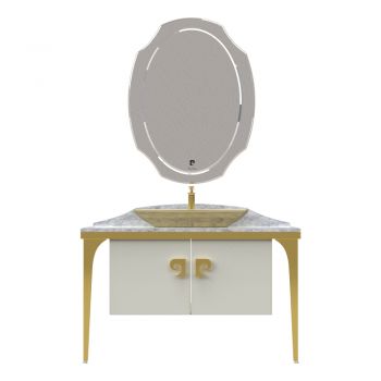 Set mobilier baie Pierre Cardin Venus 3 piese 120 cm alb-auriu