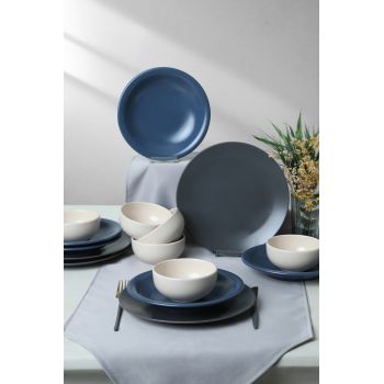 Set de cină din ceramică, Albastru, 26 cm