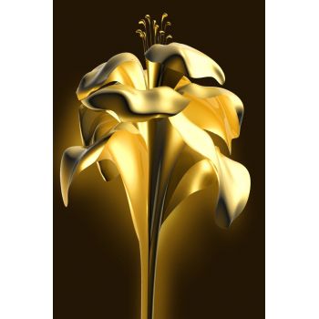 Tablou canvas Flori 3D aurii