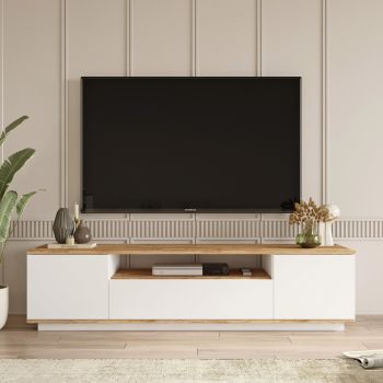 Comoda TV Bedora, 180x44.5x44.6 cm, PAL, alb/natur
