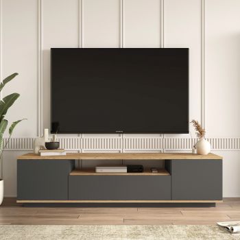 Comoda TV Bedora, 180x44.5x44.6 cm, PAL, antracit/natur