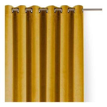 Draperie galben-muștar dimout (semi-opacă) din catifea 140x300 cm Velto – Filumi