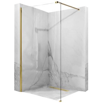 Paravan de duș Rea Aero, tip walk-in, auriu - 100 cm