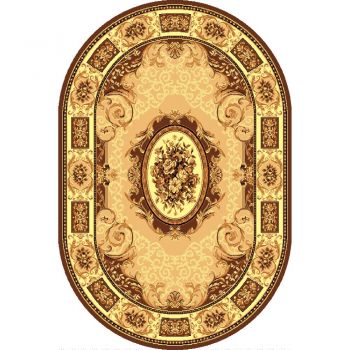 Covor oval Gold, polipropilena, maro, 60 x 110 cm