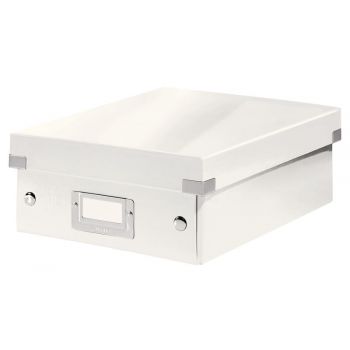 Cutie depozitare Leitz WOW Click & Store Organizer, carton laminat, partial reciclat, cu capac, 22x10x28 cm, alb