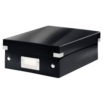 Cutie depozitare Leitz WOW Click & Store Organizer, carton laminat, partial reciclat, cu capac, 22x10x28 cm, negru