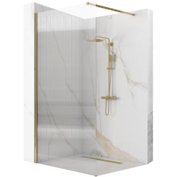 Paravan de duș Rea Aero Intimo, tip walk-in cu geam riflat, auriu periat - 100 cm