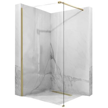 Paravan de duș Rea Aero tip walk-in, auriu periat - 100 cm
