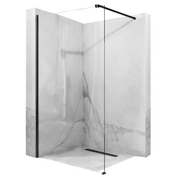 Paravan de duș Rea Aero, tip walk-in, pliabil negru mat - 120 cm