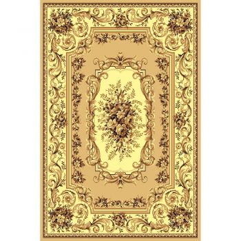 Covor clasic Gold 235/12, polipropilena BCF, bej-maro, 60 x 110 cm