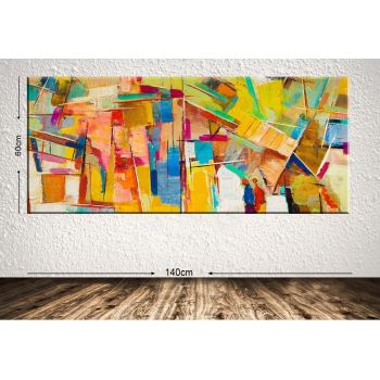 Tablou decorativ Abstract, Tablo center, 60x140 cm, canvas, multicolor la reducere