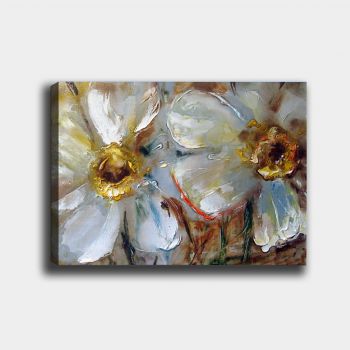 Tablou decorativ Flowers, Tablo center, 100x140 cm, canvas, multicolor la reducere