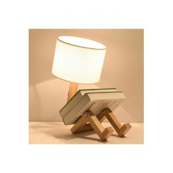 Lampa de masa, Squid Lighting, EV-330, 22 x 22 x 32 cm, lemn, natur