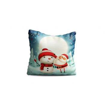 Perna decorativa Snowman and Santa, Oyo Kids, 43x43 cm, poliester, multicolor
