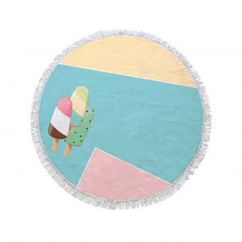 Prosop de plaja Ice Cream, Oyo Concept, Ø150 cm, policoton, multicolor