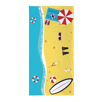 Prosop de plaja Sun on the Beach, Oyo Concept, 80x155 cm, policoton, multicolor