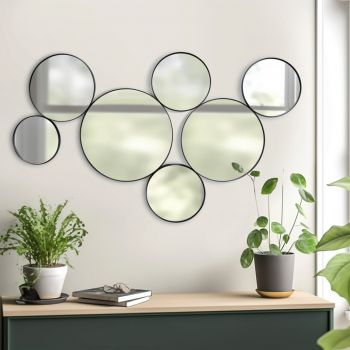 Oglinda decorativa Sowel, Pakoworld, 120x76 cm, sticla/metal/MDF, negru