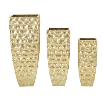 Set 3 suporturi pentru ghivece Glody, Mauro Ferretti, 38x38x94 cm, fier, auriu