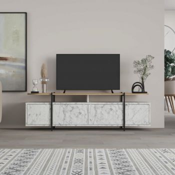 Comoda TV Ondine, Pakoworld, 160x35.5x48 cm, PAL melaminat, gri marmorat/natural