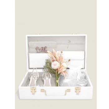Cutie de depozitare albă din piele artificială decorativă 50x30x15 cm – Stackers
