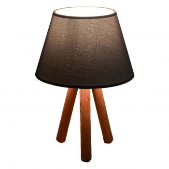 Lampa de masa PWL-1071, Pakoworld, 22x22x32 cm, lemn/PVC/textil, antracit/maro
