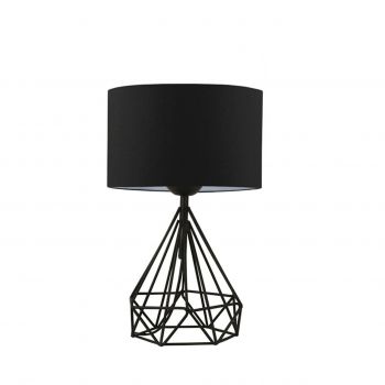 Lampa de masa PWL-1079, Pakoworld, 24x24x41 cm, textil/metal, negru
