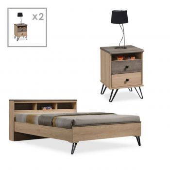 Set mobilier dormitor 3 piese Comfort 3, Pakoworld, pat 160x200 / 2 noptiere, maro