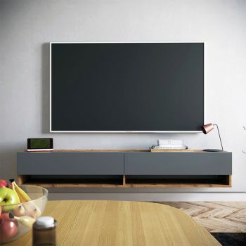 Comoda TV Handra, Pakoworld, 180x31.5x29.5 cm, PAL/MDF, antracit/maro
