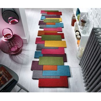 Covor Collage Multi, Flair Rugs, 66x300 cm, lana, multicolor