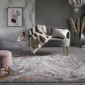 Covor Marbled Blush, Flair Rugs, 120x170 cm, polipropilena/poliester, roz pudra