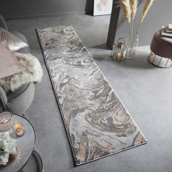 Covor Marbled Blush, Flair Rugs, 60x230 cm, polipropilena/poliester, roz pudra