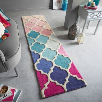 Covor Rosella Pink/Blue, Flair Rugs, 60x230 cm, lana, multicolor