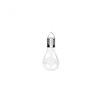 Lampa Solara LED decorativa sub forma de Bulb, pentru exterior, suspendata, IP65, Ultron transparent, lumina calda, eMazing