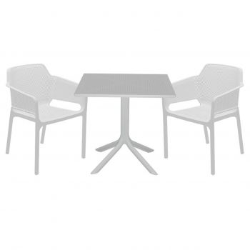 Set mobilier de gradina 3 piese Groovy-Integral, Pakoworld, masa cu 2 scaune, 80x80x74.5 cm, polipropilena, alb