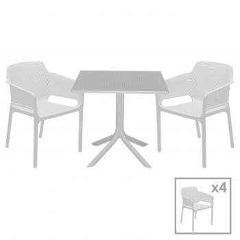 Set mobilier de gradina 5 piese Groovy-Integral, Pakoworld, masa cu 4 scaune, 80x80x74.5 cm, polipropilena, alb