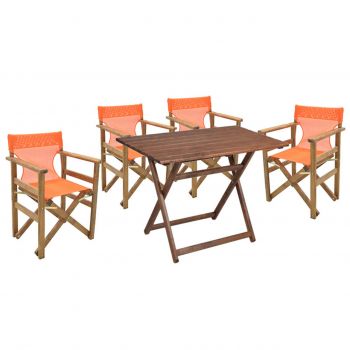 Set mobilier de gradina 5 piese Retto, Pakoworld, masa si 4 scaune, 100x60x71 cm, lemn masiv de fag/PVC perforat, portocaliu