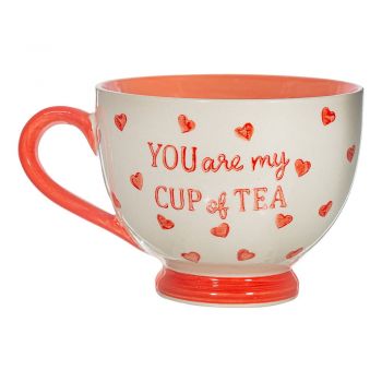 Cană roșie/albă din ceramică 400 ml You are My Cup of Tea – Sass & Belle